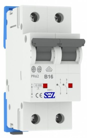 Двухполюсный автомат SEZ 62 B 16А 2P (PR62B16А)
