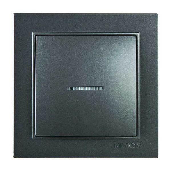 Вимикач Nilson Thor антрацит 1кл з підсвіткою ( 27161002 )