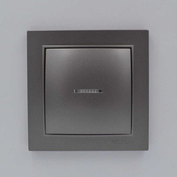 Вимикач Nilson Thor антрацит 1кл з підсвіткою ( 27161002 ) - фото №1