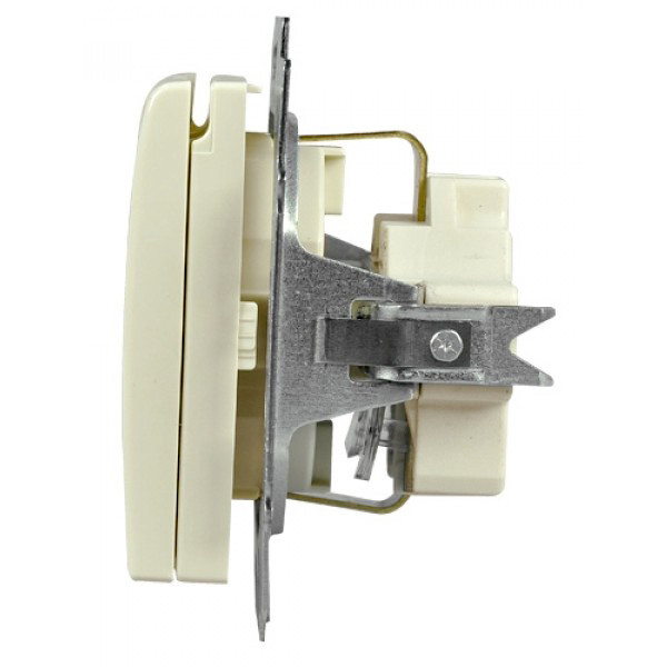 Розетка ABB Basic 55 20 EUK-92-507 с заземлением и крышкой (слоновая кость) - фото №2