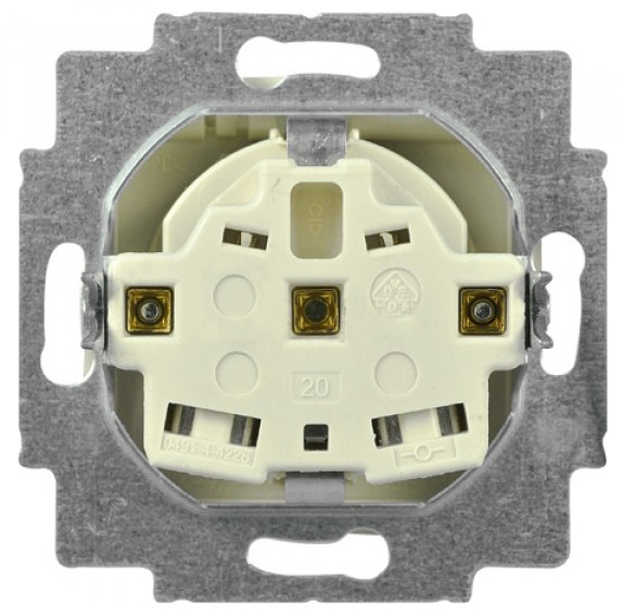 Розетка ABB Basic 55 20 EUK-92-507 с заземлением и крышкой (слоновая кость) - фото №4