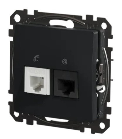 Телефонная/компьютерная розетка Schneider Electric Sedna Design & Elements RJ11+RJ45 кат. 6 UTP черная SDD114468 - фото №4