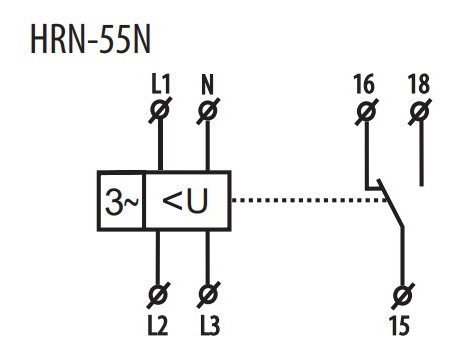 Реле контролю послідовності асиметрії та обриву фаз ETI 002471432 HRN-55N 3x400/230AC (3F 1x8A AC1) з нейтраллю - фото №1