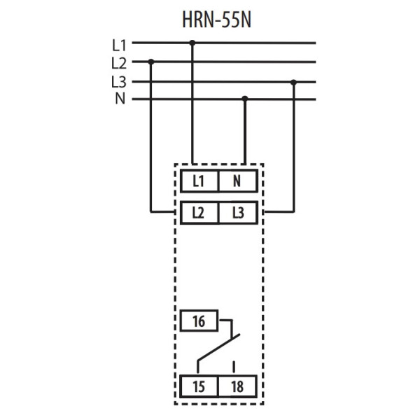 Реле контролю послідовності асиметрії та обриву фаз ETI 002471432 HRN-55N 3x400/230AC (3F 1x8A AC1) з нейтраллю - фото №2