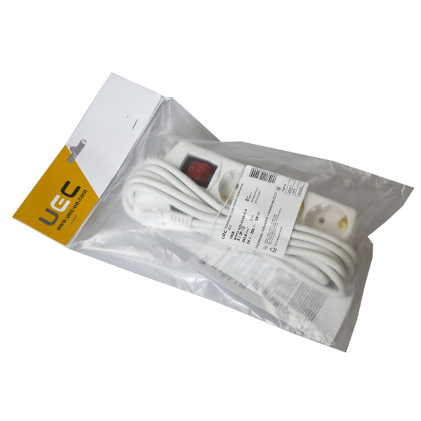 Подовжувач UEC ECO П03В 3 місця 2P+PE/3м 3х1мм2 10А/250В з вимикачем - фото №1