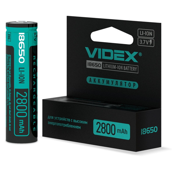 Літій-іонний акумулятор Videx 18650-P 2800мАч (18650-P/2800/1CB) із захистом 1 шт - фото №1