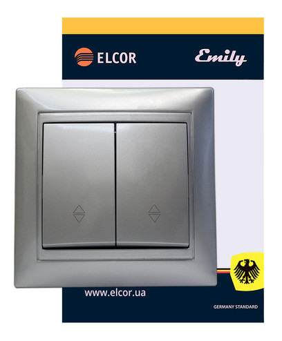 Подвійний прохідний вимикач Elcor Emily 9215 (211593) (сірий металік) - фото №1