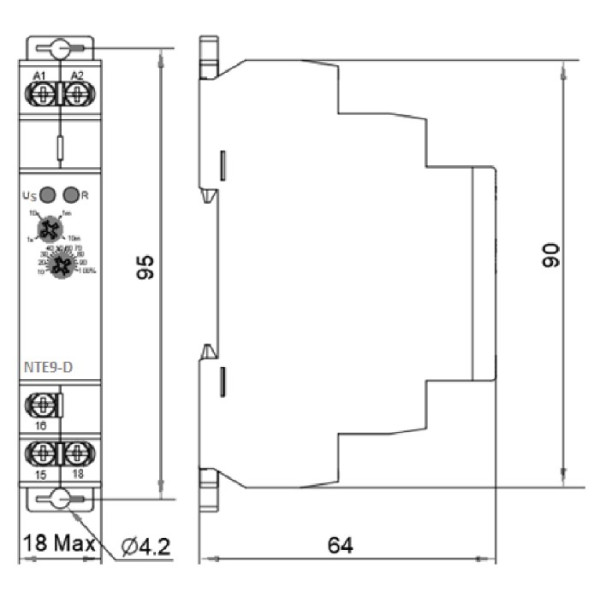 Реле часу затримки вимкнення без джерела живлення Аско-Укрем NTE9-D (A0010240009) - фото №6