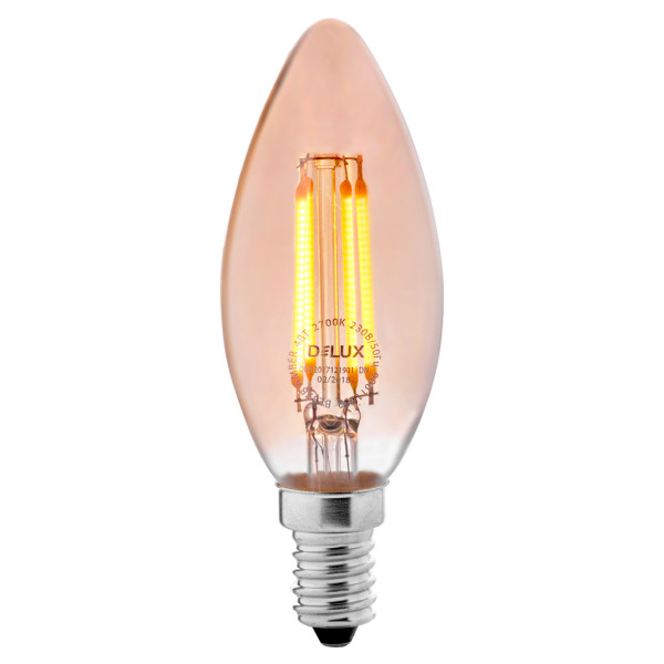 Лампа філаментна DELUX BL37B 4Вт 2700K amber 220В E14 - фото №1
