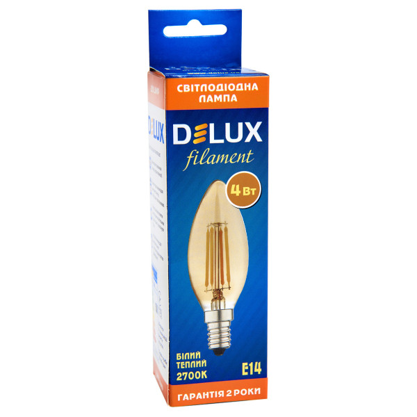 Лампа філаментна DELUX BL37B 4Вт 2700K amber 220В E14 - фото №3