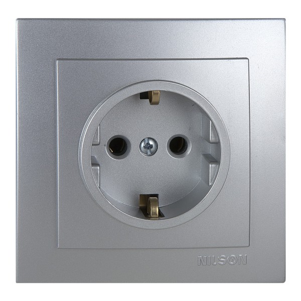 Розетка Nilson Touran срібло 1-на з заземленням ( 24131017 )