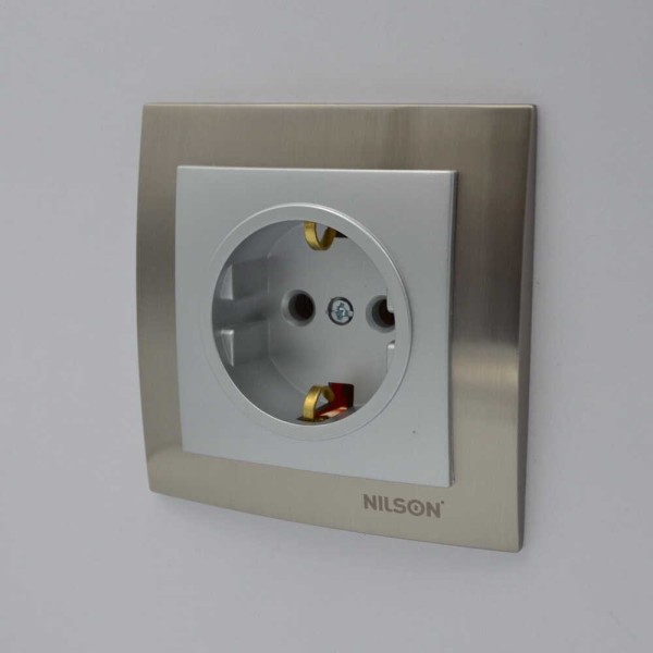 Розетка Nilson Touran срібло 1-на з заземленням ( 24131017 ) - фото №6