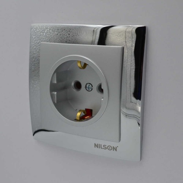 Розетка Nilson Touran срібло 1-на з заземленням ( 24131017 ) - фото №7