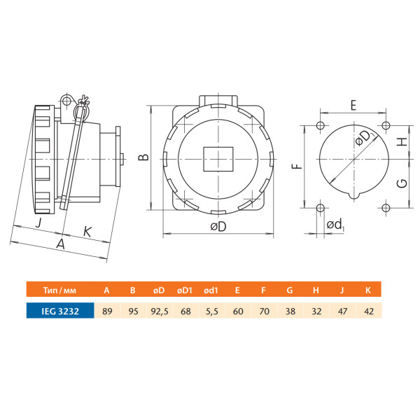 Вбудований силовий роз'єм Sez IEG3232 - фото №9