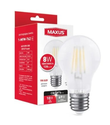 Філаментна лампа Maxus A60 FM 220Вт E27 Frosted (1-MFM-762) - фото №1