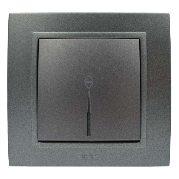 Выключатель ELBI ZENA Silverline черный металлик 1кл проходной с подсветкой без рамки ( 609-011100-210 ) - фото №1