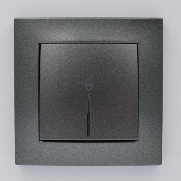 Выключатель ELBI ZENA Silverline черный металлик 1кл проходной с подсветкой без рамки ( 609-011100-210 ) - фото №2