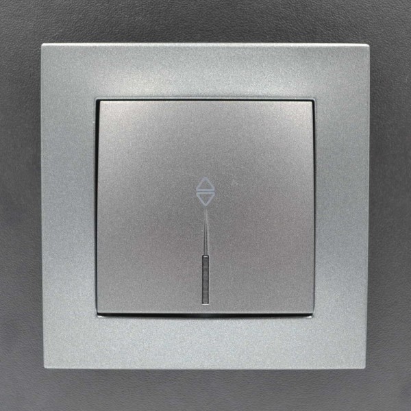 Выключатель ELBI ZENA Silverline черный металлик 1кл проходной с подсветкой без рамки ( 609-011100-210 ) - фото №7