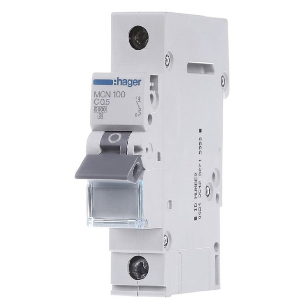 Автоматичний вимикач Hager MCN100 6кА C 0.5A 1P