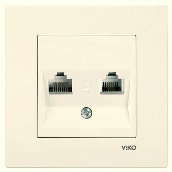Розетка комп'ютерна подвійна (2хRJ45, Cat 6), кремова, Karre