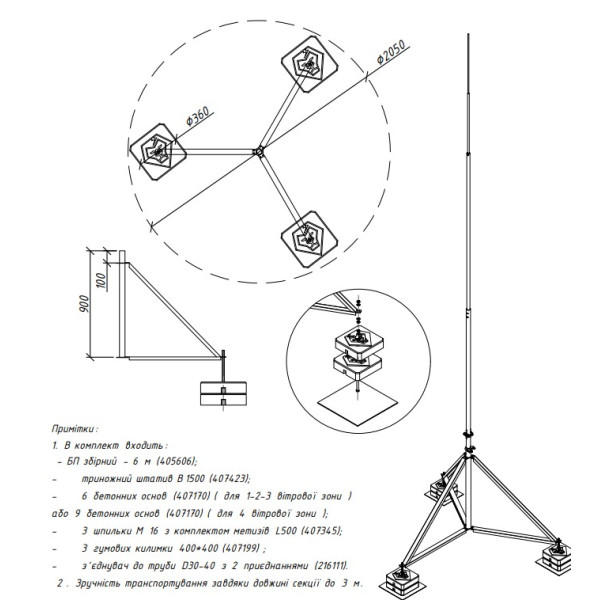 Блискавкоприймач з триногою Leo Lightman 6м Al/Ni (408606) - фото №6