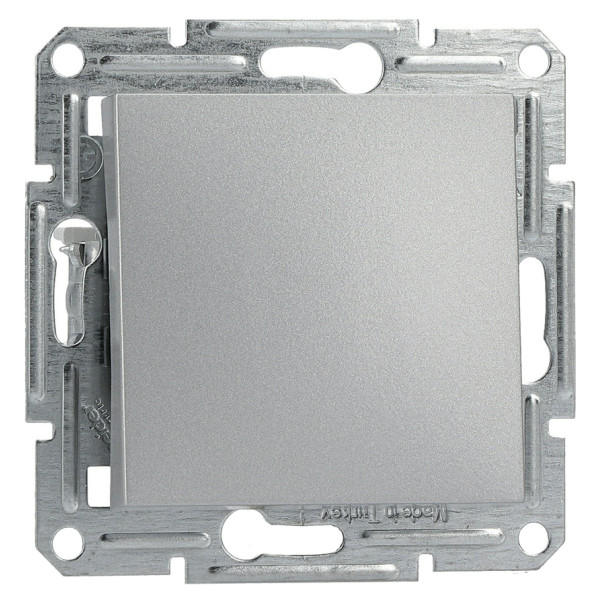 Выключатель 1-клавишный без рамки алюминий Asfora, EPH0100161