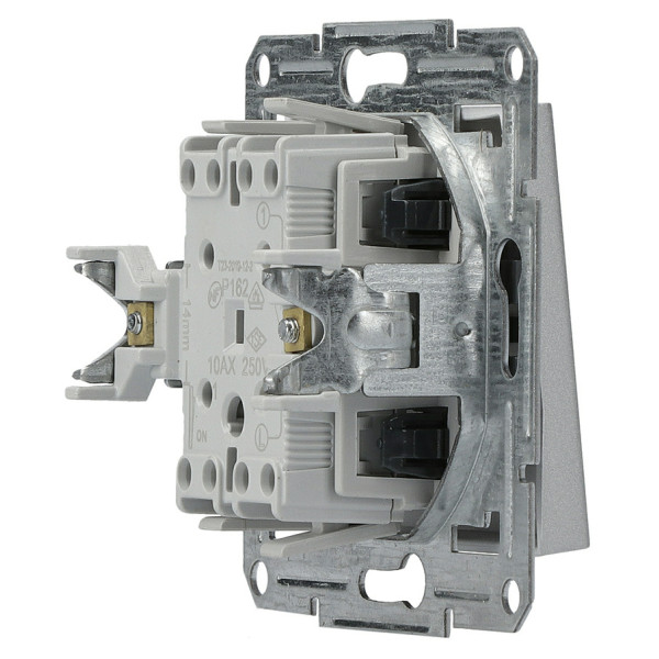 Выключатель 1-клавишный без рамки алюминий Asfora, EPH0100161 - фото №2