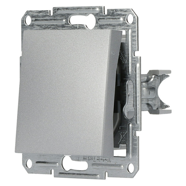 Выключатель 1-клавишный без рамки алюминий Asfora, EPH0100161 - фото №4