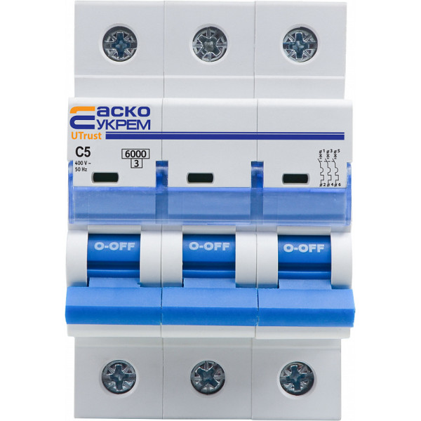 Автоматичний вимикач Аско-Укрем UTrust 3р 5А С 6kА (A0010210076) - фото №1