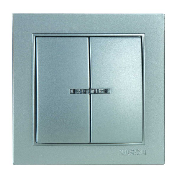 Вимикач Nilson Thor срібло 2кл з підсвіткою ( 27131004 )