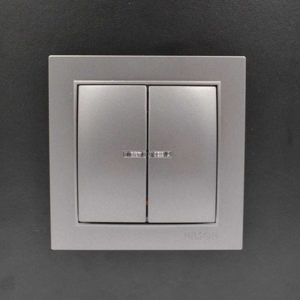 Вимикач Nilson Thor срібло 2кл з підсвіткою ( 27131004 ) - фото №3