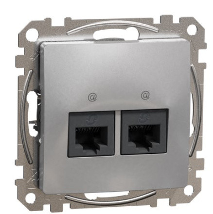 Двойная компьютерная розетка Schneider Electric Sedna Design & Elements RJ45 кат. 5е UTP алюминий SDD113452