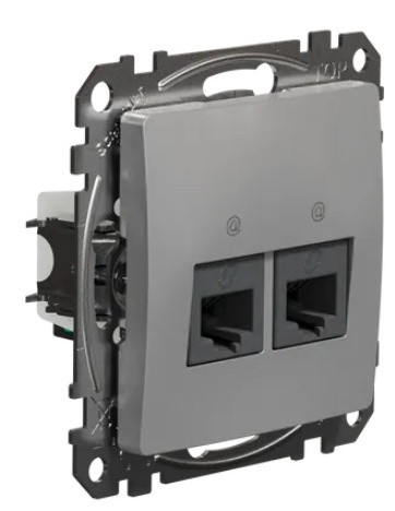 Двойная компьютерная розетка Schneider Electric Sedna Design & Elements RJ45 кат. 5е UTP алюминий SDD113452 - фото №1