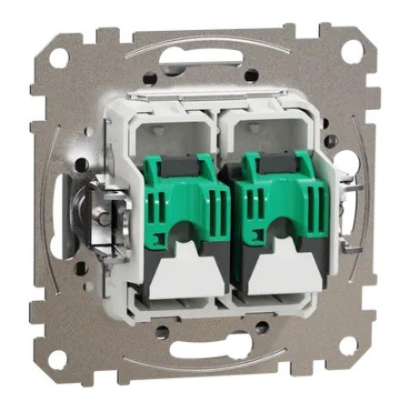 Двойная компьютерная розетка Schneider Electric Sedna Design & Elements RJ45 кат. 5е UTP алюминий SDD113452 - фото №3
