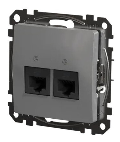 Двойная компьютерная розетка Schneider Electric Sedna Design & Elements RJ45 кат. 5е UTP алюминий SDD113452 - фото №4