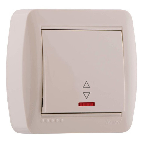 Вимикач прохідний з підсвічуванням, кремовий, Demet, Lezard