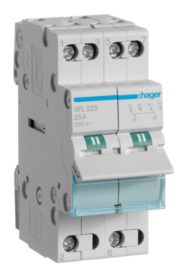Перемикач Hager SFL225 (загальні точки знизу)