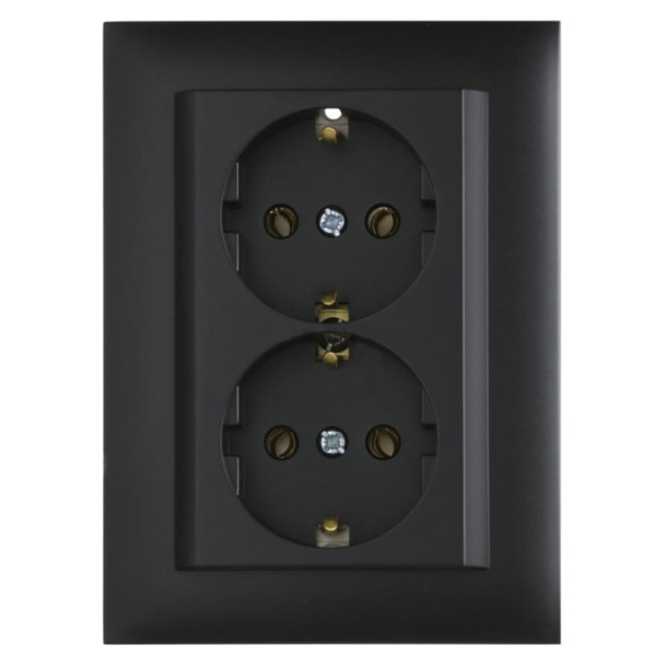 Двойная розетка Шуко Logus 90331 TPM 250В/16A (черная матовая)