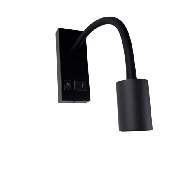 Светильник настенный Violux SNAKE USB+Type-C 5W 4200K 250Lm IP20 черный ( 552101 ) - фото №1