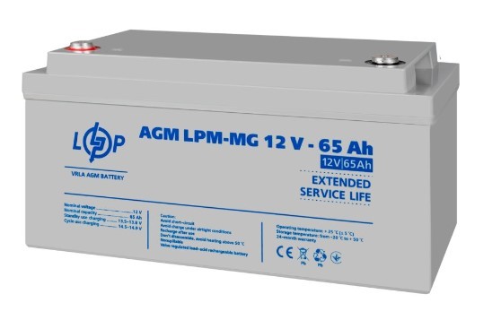 Аккумулятор LogicPower AGM LPM-MG 12-65 Ah 12В - фото №1