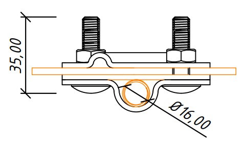 З'єднувач Leo Lightman Cant стержня d16мм зі смугою шириною до 40мм та дротом ø8-10мм StZn (205111) - фото №3