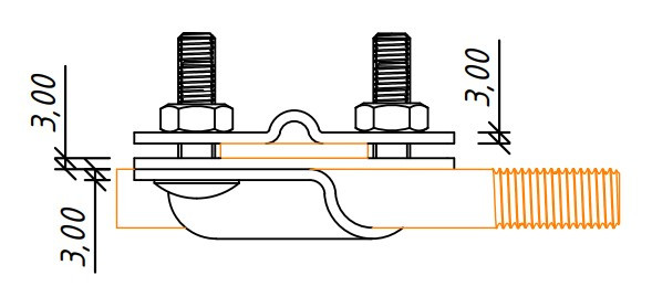 З'єднувач Leo Lightman Cant стержня d16мм зі смугою шириною до 40мм та дротом ø8-10мм StZn (205111) - фото №4