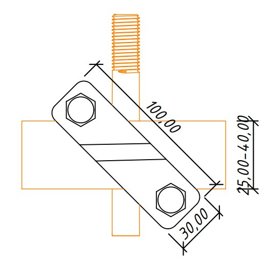З'єднувач Leo Lightman Cant стержня d16мм зі смугою шириною до 40мм та дротом ø8-10мм StZn (205111) - фото №5