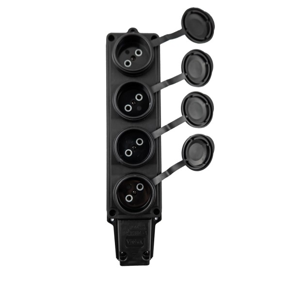 Колодка Violux каучук настенная 4-ная без заземления с крышкой IP44 ( 930720 ) - фото №1