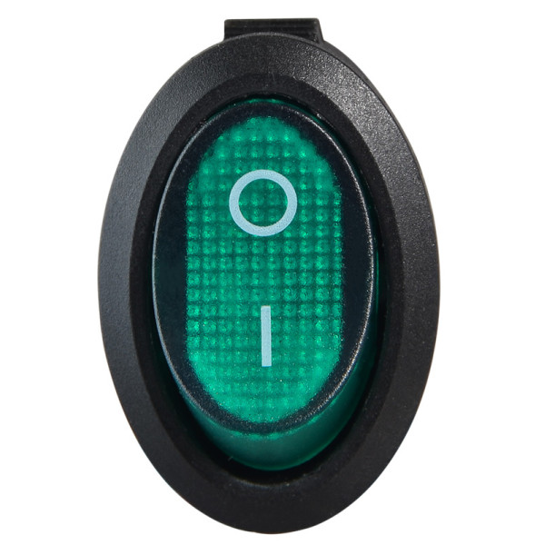 Переключатель Аско-Укрем KCD1-9-101N GR/B (0-I) с подсветкой овальний зеленый (A0140040088) - фото №1