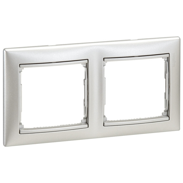 Рамка двойная Valena горизонтальная алюминий