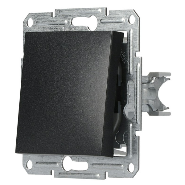 Переключатель 1-клавишный без рамки антрацит Asfora, EPH0400171 - фото №1