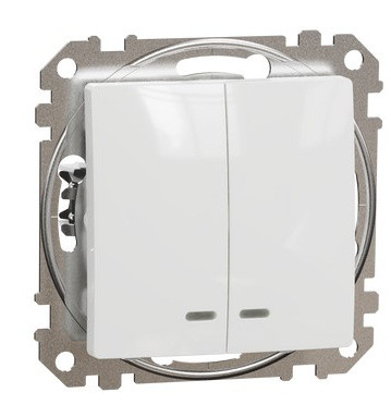 Двоклавішний вимикач Schneider Electric Sedna Design & Elements з підсвіткою білий SDD111105L