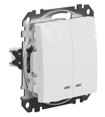 Двоклавішний вимикач Schneider Electric Sedna Design & Elements з підсвіткою білий SDD111105L - фото №1