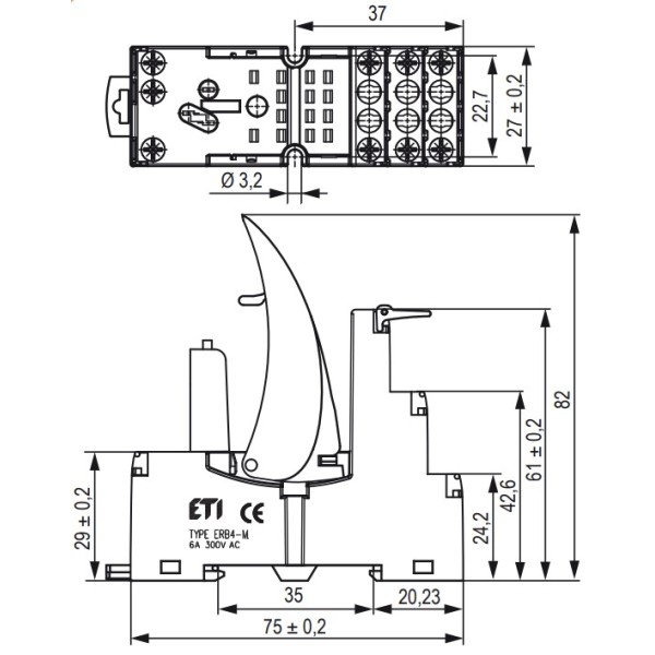 Цоколь ETI 002473015 ERB4-M тип M (для ERM4) - фото №2